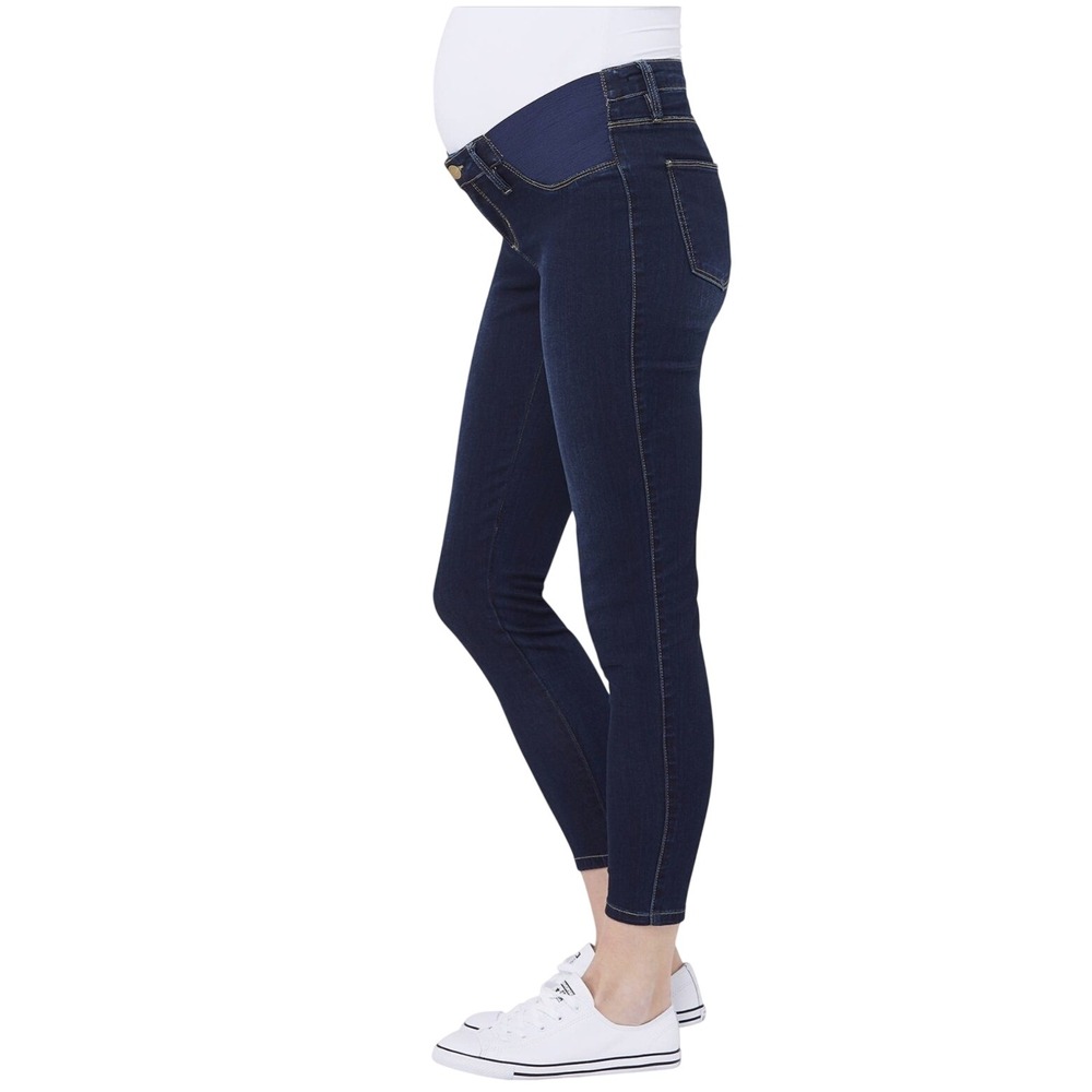 Ripe Maternity Isla Ankle Grazer‎ Skinny Jeans Dark Wash Tummy Band Blue Small